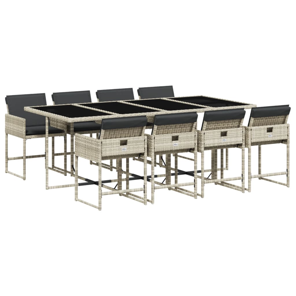 9-delige Tuinset met kussens poly rattan lichtgrijs is nu te koop bij PeponiXL, paradijselijk wonen!