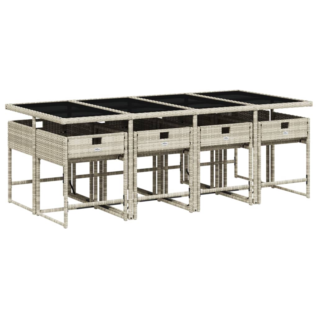 9-delige Tuinset met kussens poly rattan lichtgrijs is nu te koop bij PeponiXL, paradijselijk wonen!