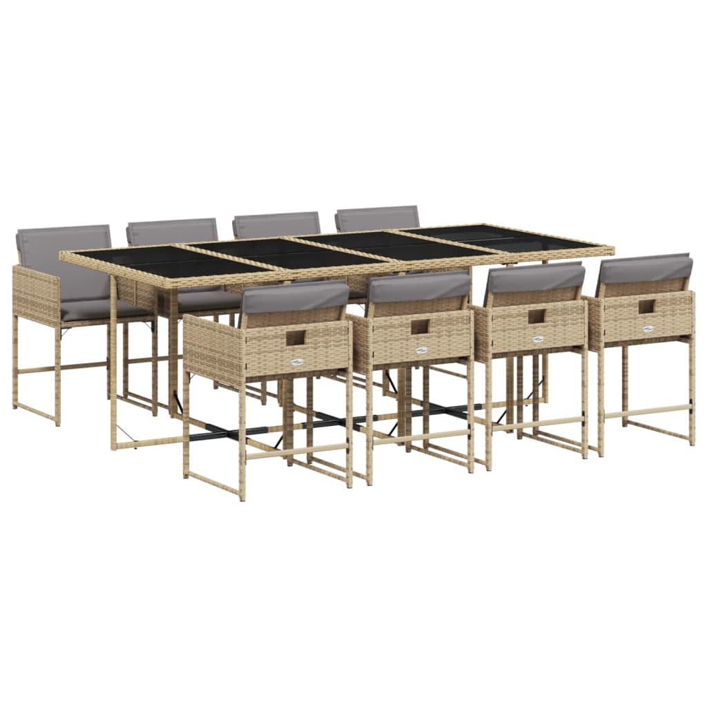 9-delige Tuinset met kussens poly rattan gemengd beige is nu te koop bij PeponiXL, paradijselijk wonen!