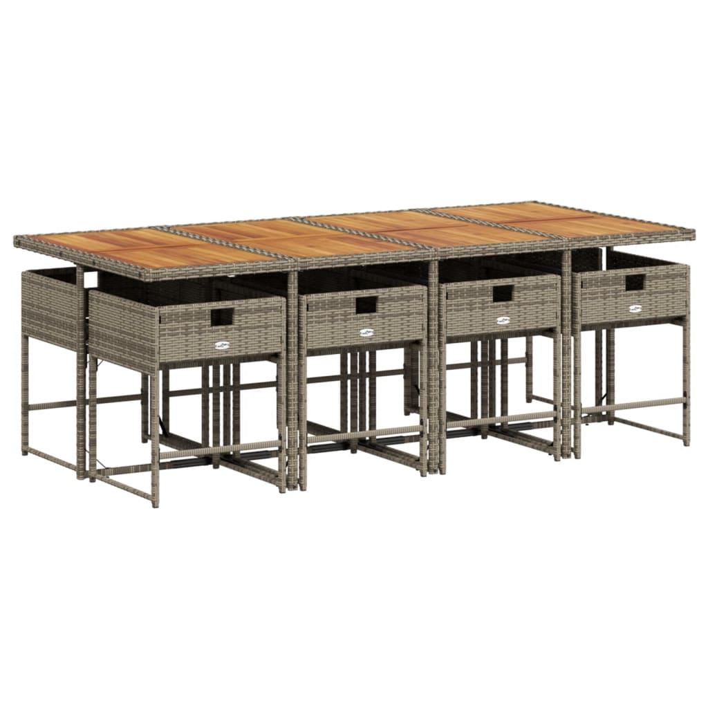 9-delige Tuinset met kussens poly rattan grijs is nu te koop bij PeponiXL, paradijselijk wonen!