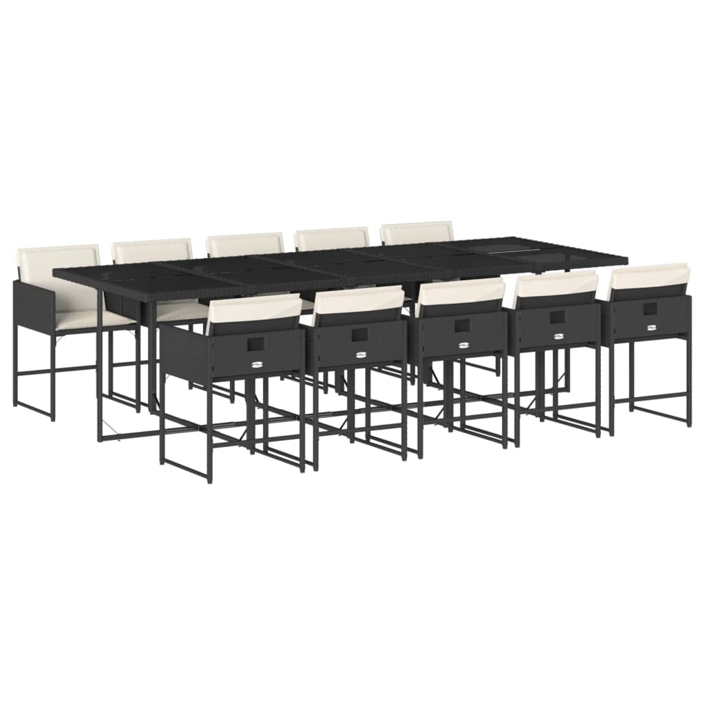 11-delige Tuinset met kussens poly rattan zwart is nu te koop bij PeponiXL, paradijselijk wonen!