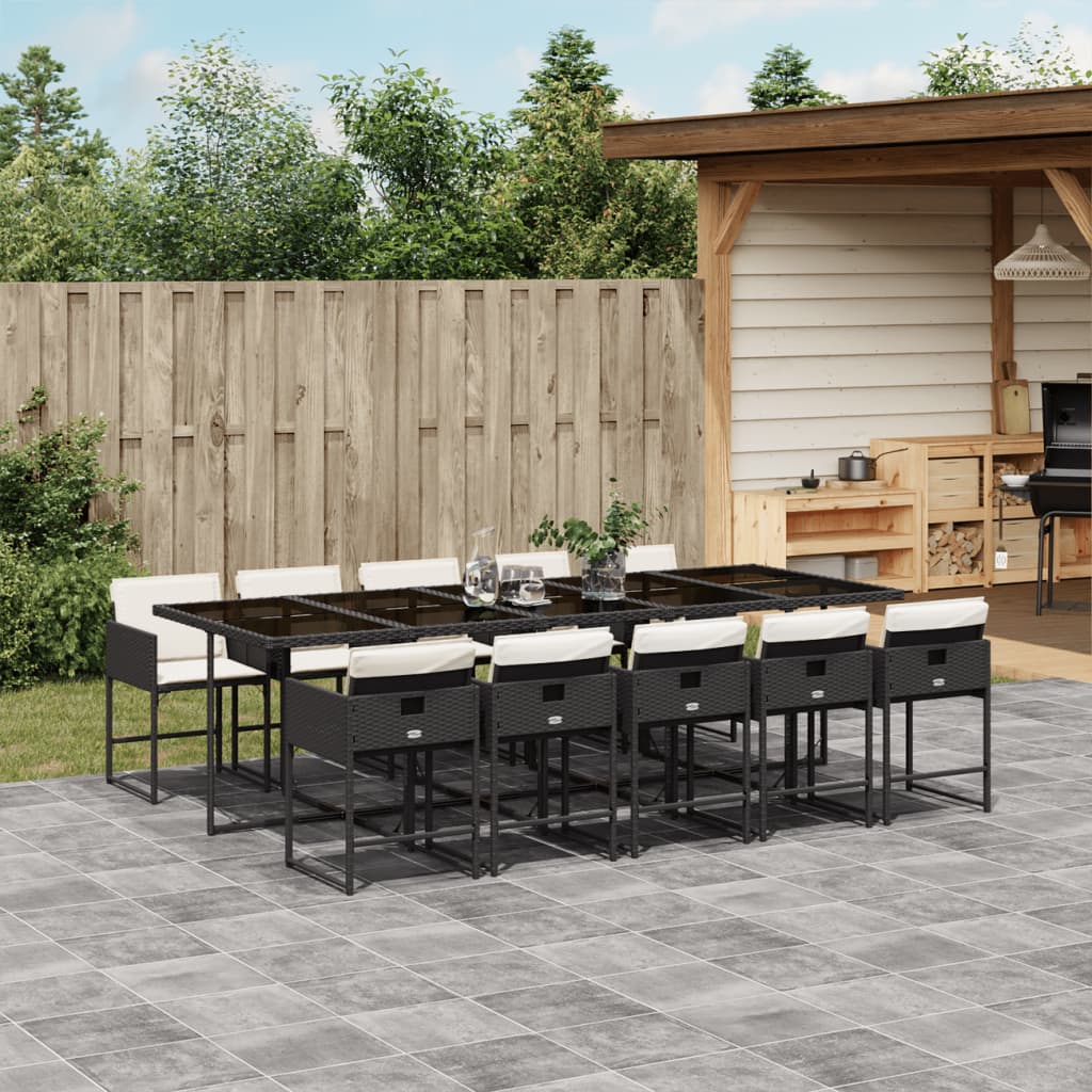 11-delige Tuinset met kussens poly rattan zwart is nu te koop bij PeponiXL, paradijselijk wonen!