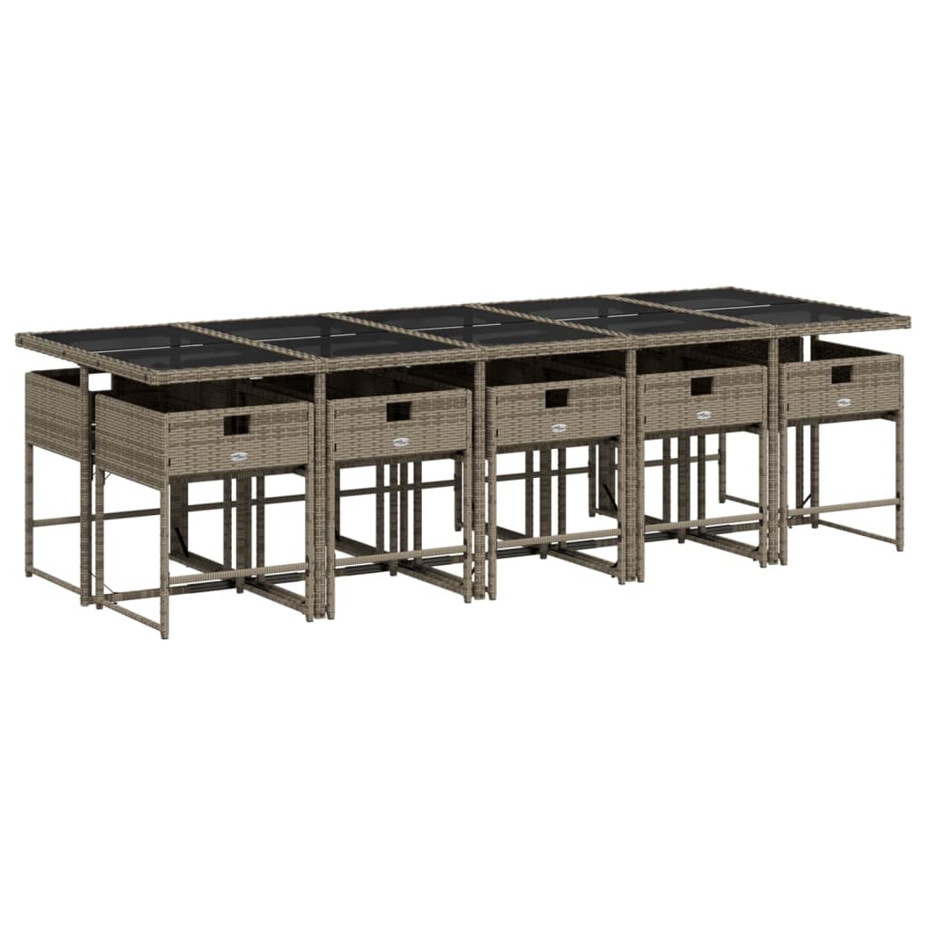 11-delige Tuinset met kussens poly rattan grijs is nu te koop bij PeponiXL, paradijselijk wonen!