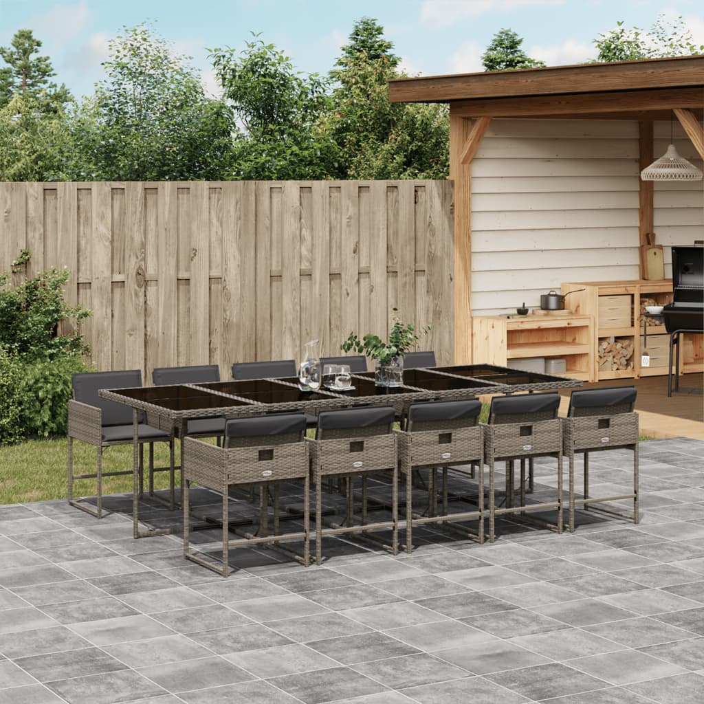 11-delige Tuinset met kussens poly rattan grijs is nu te koop bij PeponiXL, paradijselijk wonen!