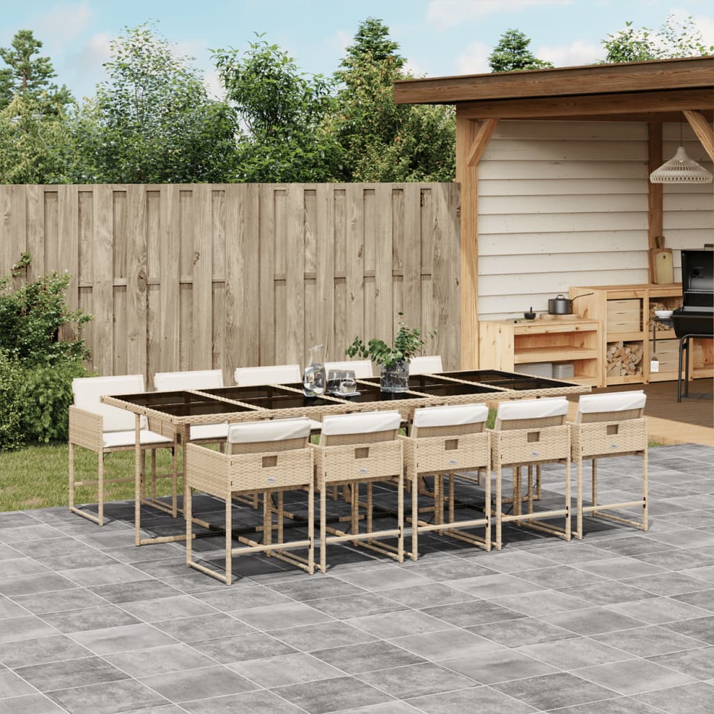 11-delige Tuinset met kussens poly rattan beige is nu te koop bij PeponiXL, paradijselijk wonen!