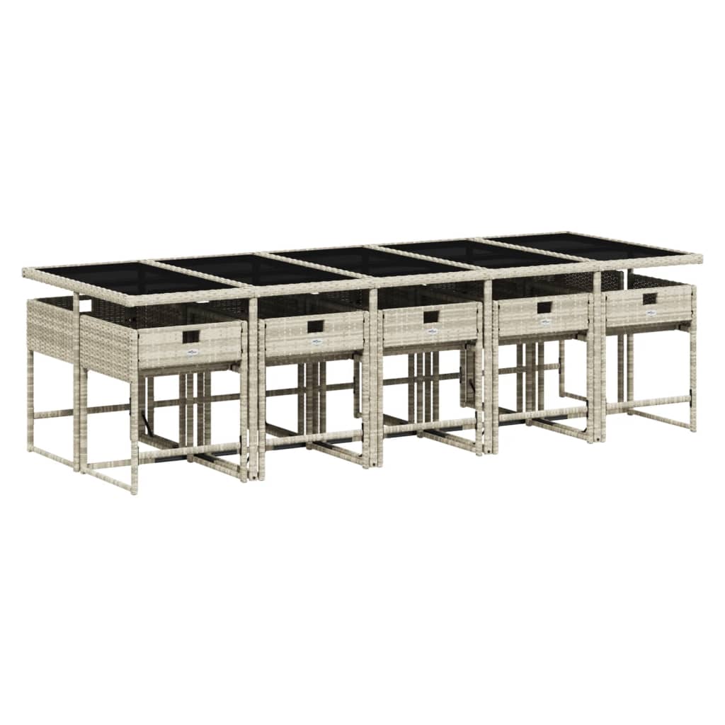 11-delige Tuinset met kussens poly rattan lichtgrijs is nu te koop bij PeponiXL, paradijselijk wonen!