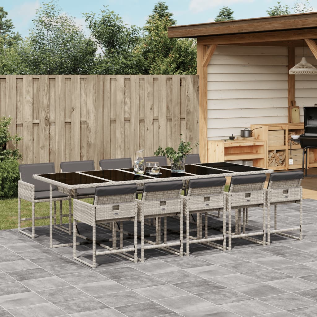 11-delige Tuinset met kussens poly rattan lichtgrijs is nu te koop bij PeponiXL, paradijselijk wonen!