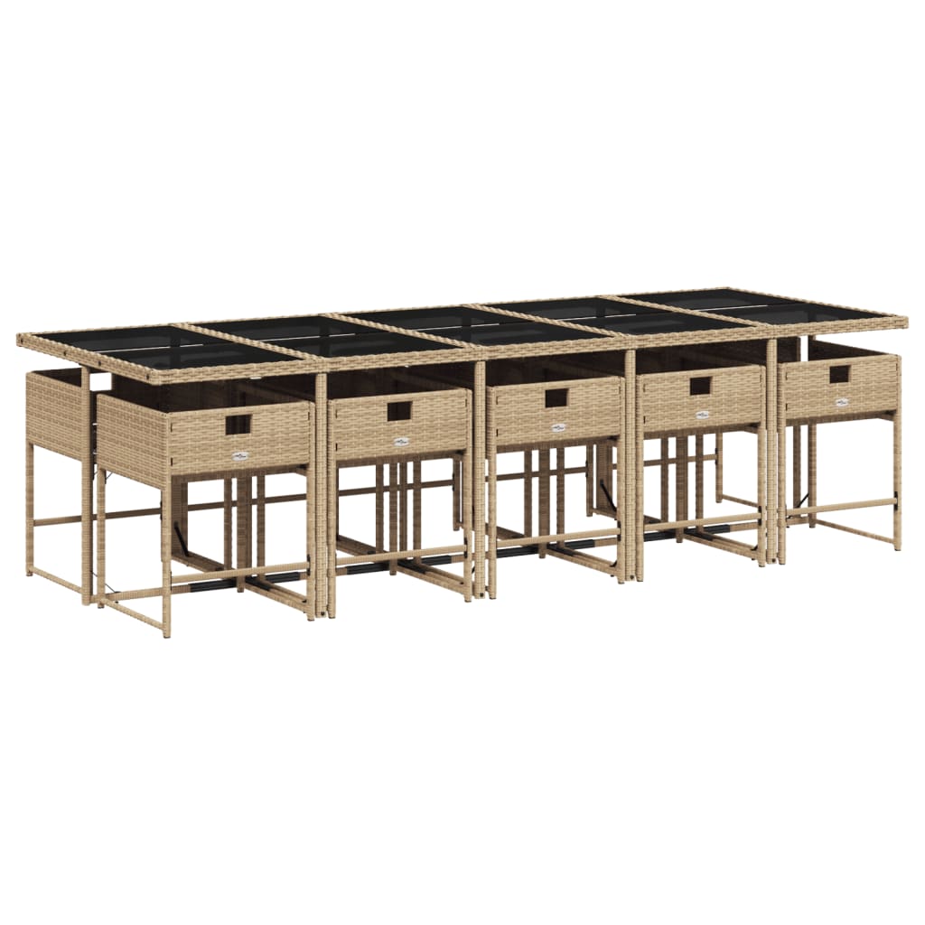 11-delige Tuinset met kussens poly rattan gemengd beige is nu te koop bij PeponiXL, paradijselijk wonen!