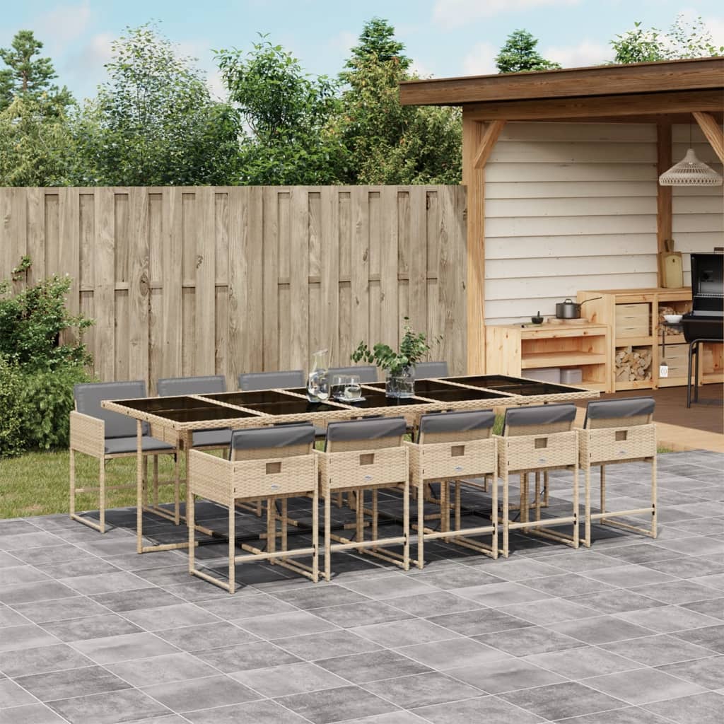 11-delige Tuinset met kussens poly rattan gemengd beige is nu te koop bij PeponiXL, paradijselijk wonen!