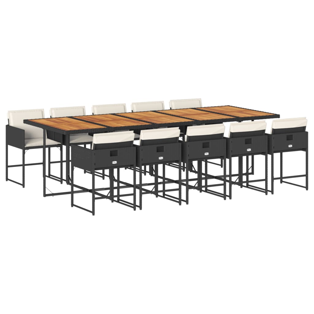 11-delige Tuinset met kussens poly rattan zwart is nu te koop bij PeponiXL, paradijselijk wonen!