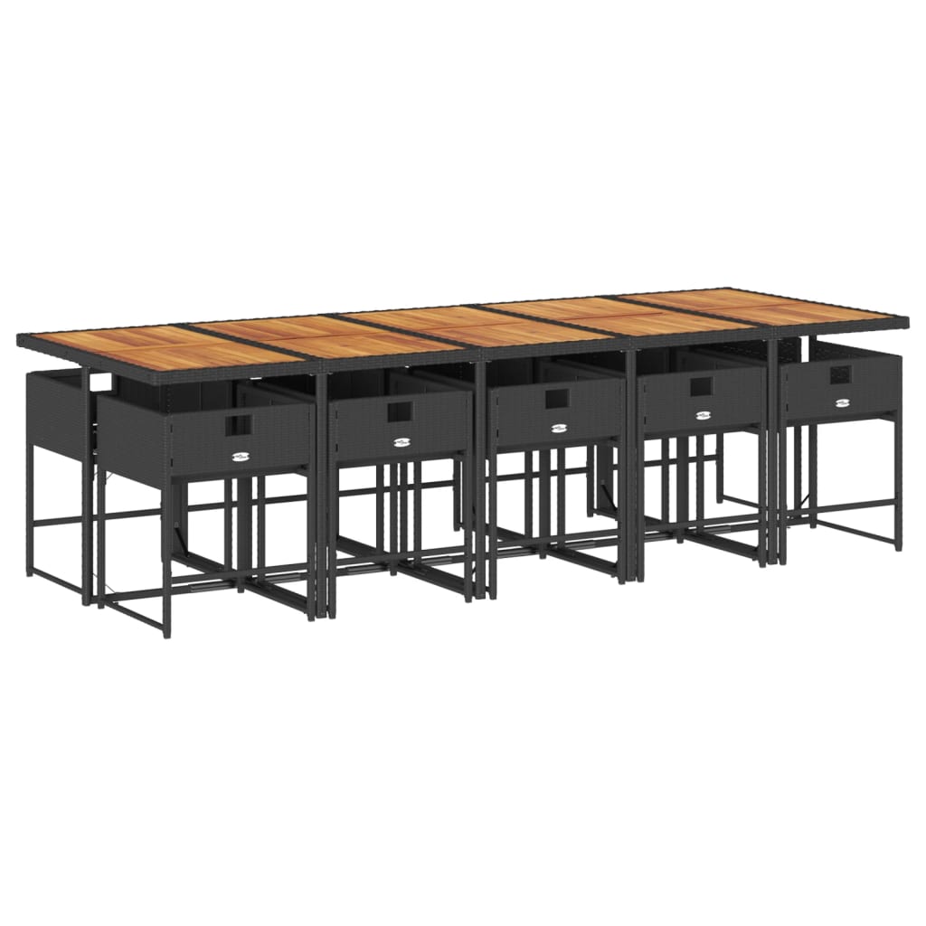11-delige Tuinset met kussens poly rattan zwart is nu te koop bij PeponiXL, paradijselijk wonen!
