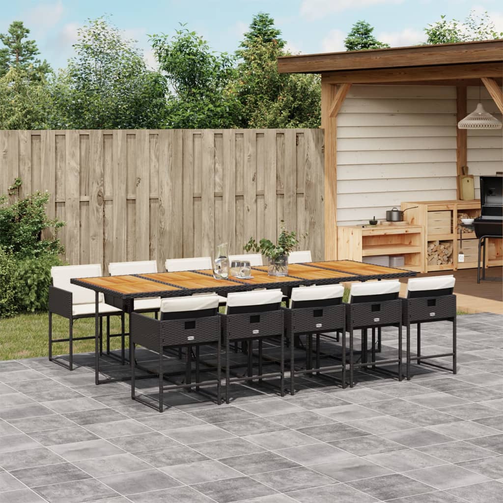 11-delige Tuinset met kussens poly rattan zwart is nu te koop bij PeponiXL, paradijselijk wonen!
