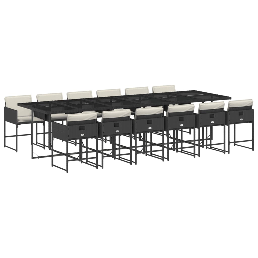 13-delige Tuinset met kussens poly rattan zwart is nu te koop bij PeponiXL, paradijselijk wonen!