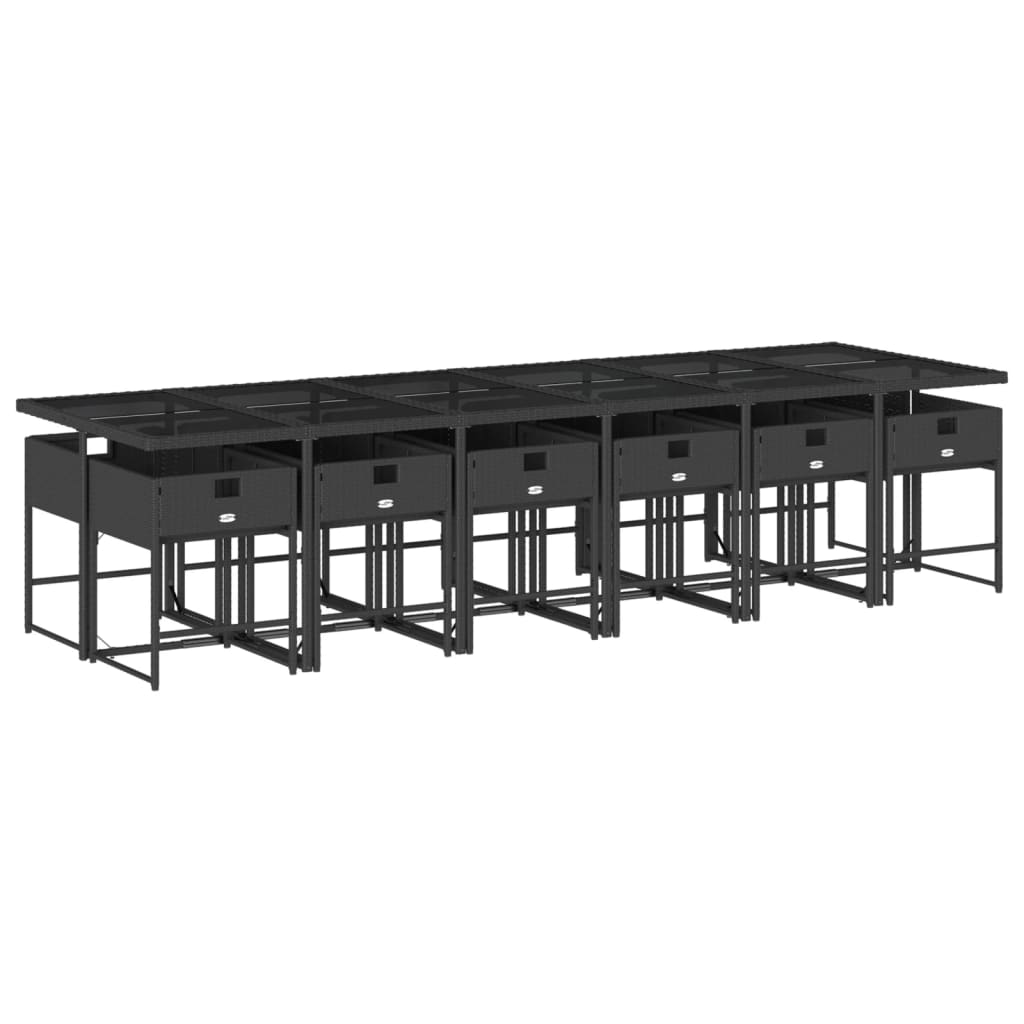 13-delige Tuinset met kussens poly rattan zwart is nu te koop bij PeponiXL, paradijselijk wonen!