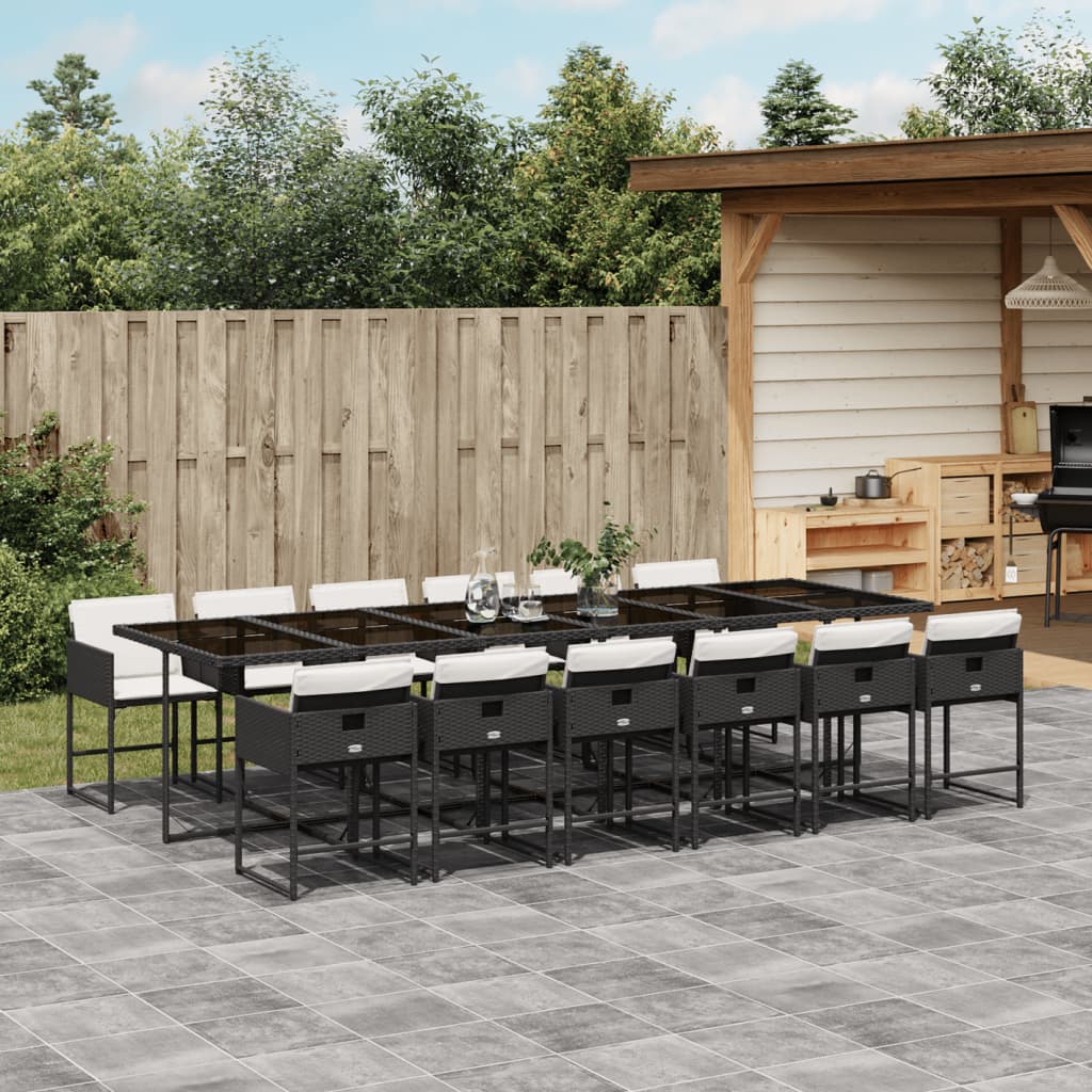 13-delige Tuinset met kussens poly rattan zwart is nu te koop bij PeponiXL, paradijselijk wonen!