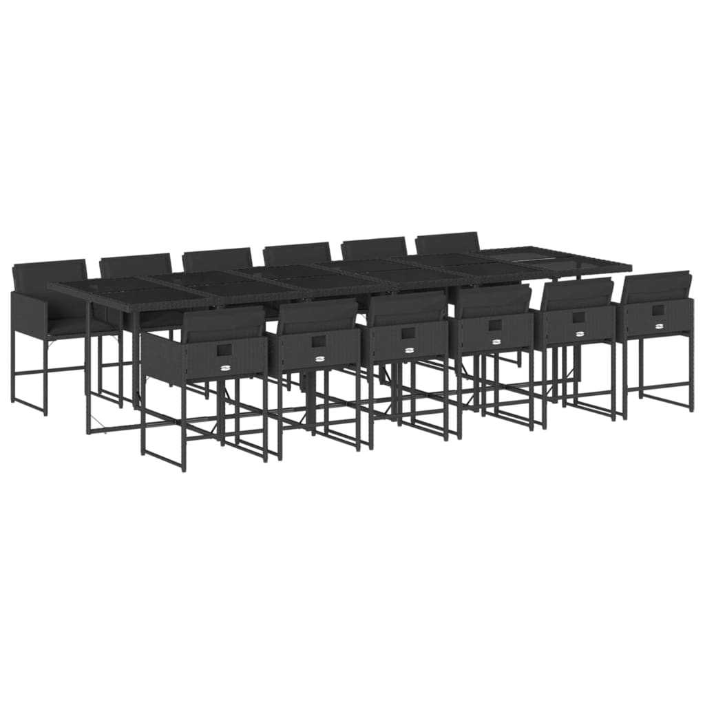 13-delige Tuinset met kussens poly rattan zwart is nu te koop bij PeponiXL, paradijselijk wonen!