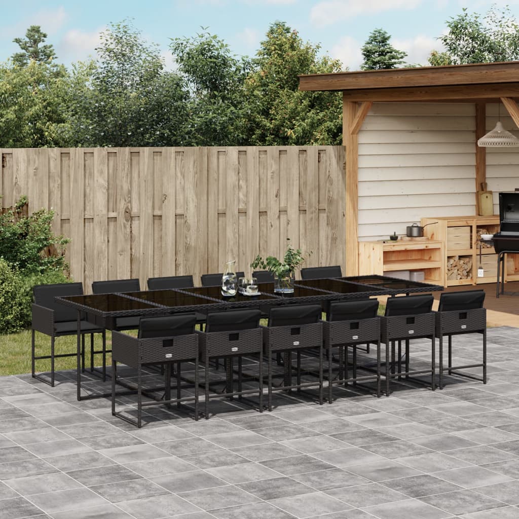 13-delige Tuinset met kussens poly rattan zwart is nu te koop bij PeponiXL, paradijselijk wonen!