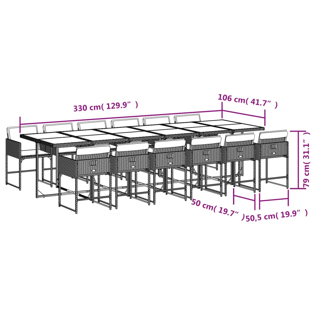13-delige Tuinset met kussens poly rattan zwart is nu te koop bij PeponiXL, paradijselijk wonen!