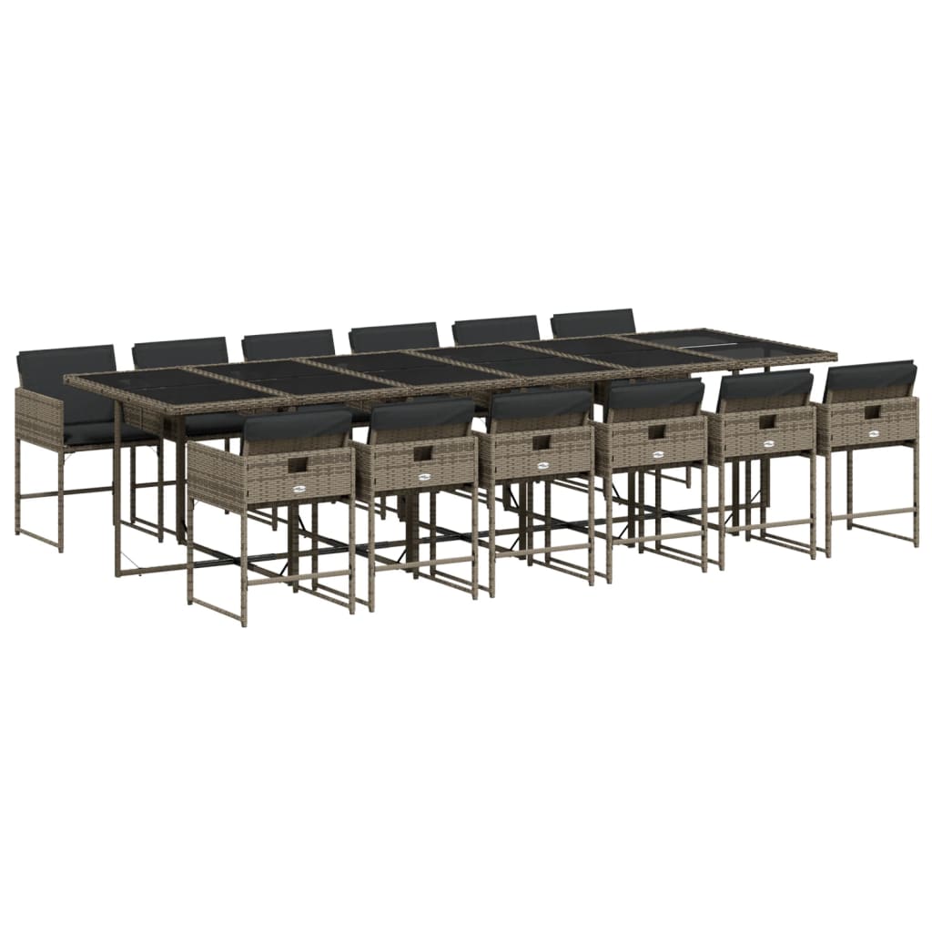 13-delige Tuinset met kussens poly rattan grijs is nu te koop bij PeponiXL, paradijselijk wonen!