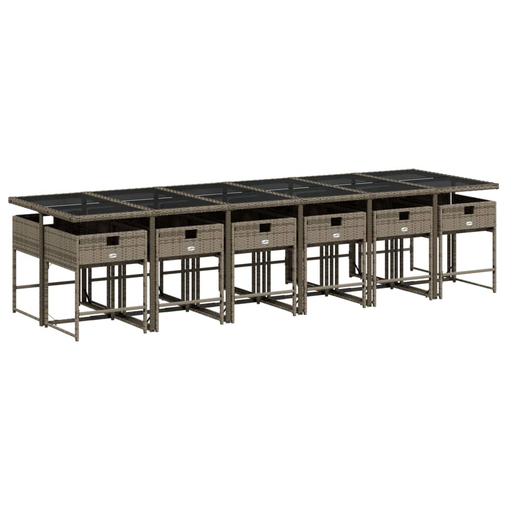 13-delige Tuinset met kussens poly rattan grijs is nu te koop bij PeponiXL, paradijselijk wonen!