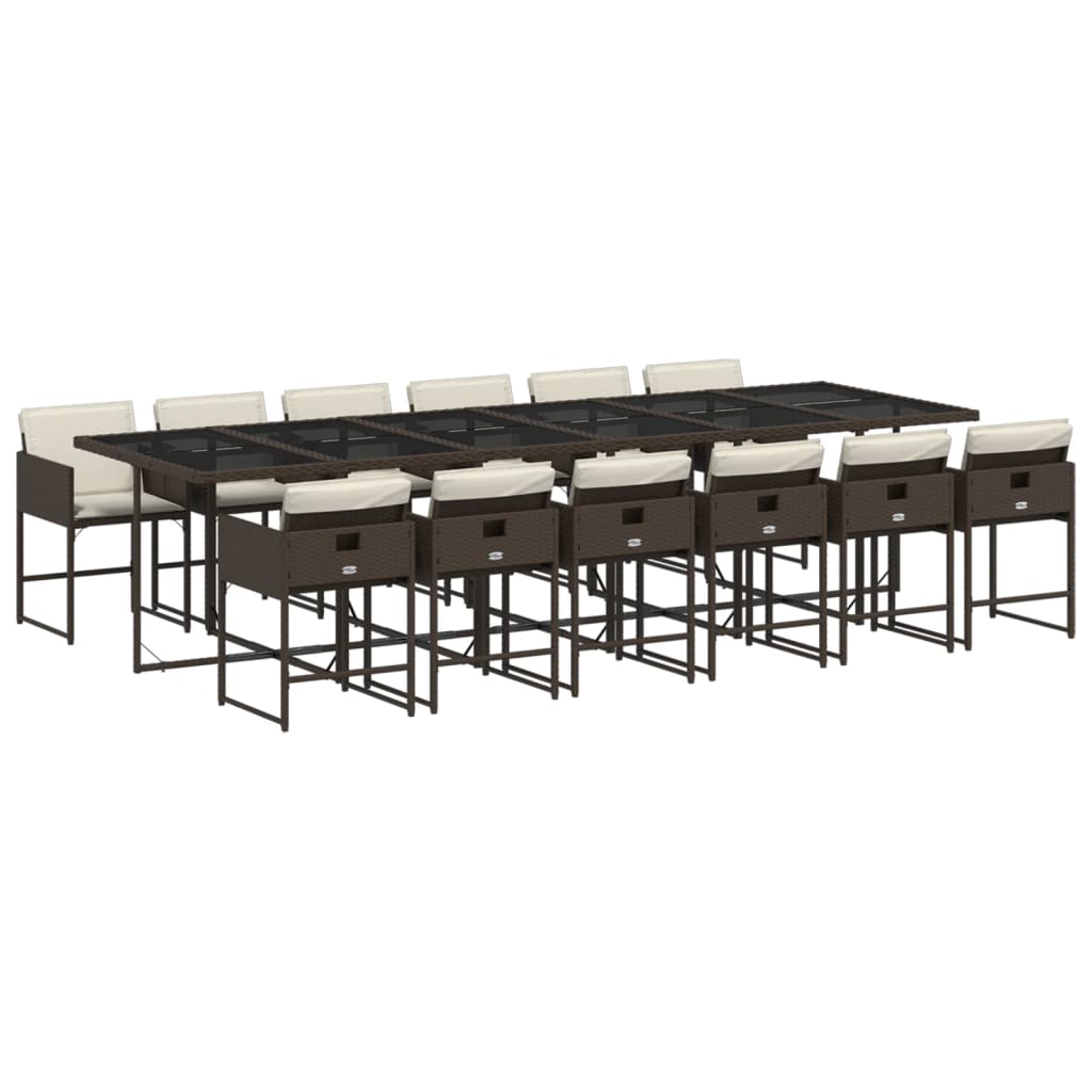 13-delige Tuinset met kussens poly rattan bruin is nu te koop bij PeponiXL, paradijselijk wonen!