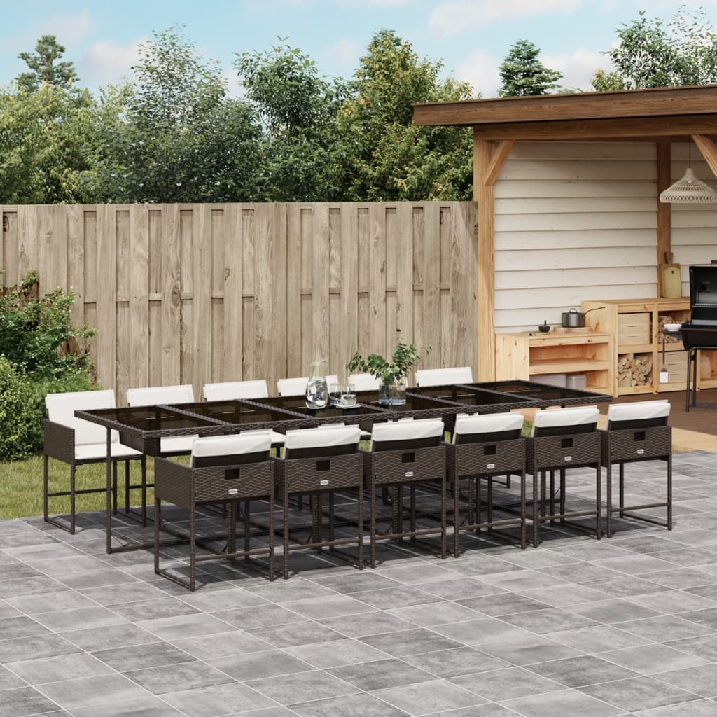 13-delige Tuinset met kussens poly rattan bruin is nu te koop bij PeponiXL, paradijselijk wonen!