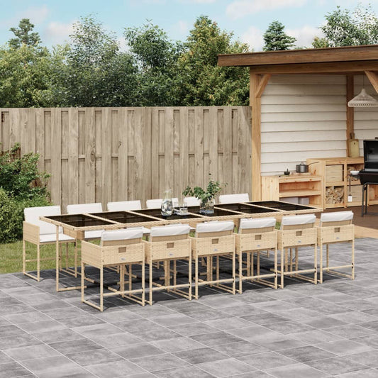 13-delige Tuinset met kussens poly rattan beige is nu te koop bij PeponiXL, paradijselijk wonen!