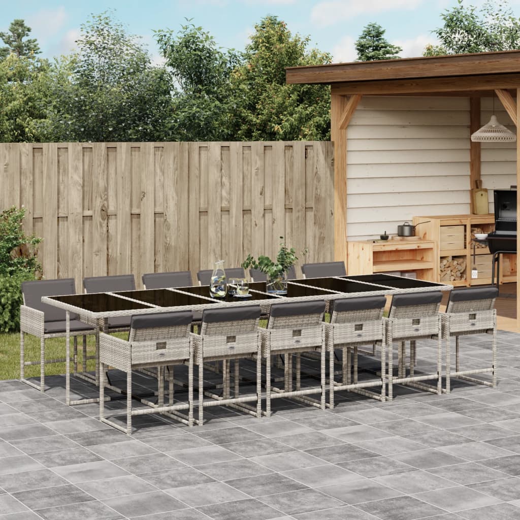 13-delige Tuinset met kussens poly rattan lichtgrijs is nu te koop bij PeponiXL, paradijselijk wonen!