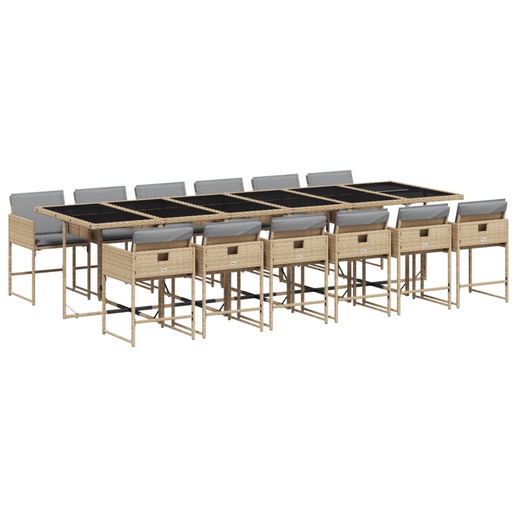 13-delige Tuinset met kussens poly rattan gemengd beige is nu te koop bij PeponiXL, paradijselijk wonen!