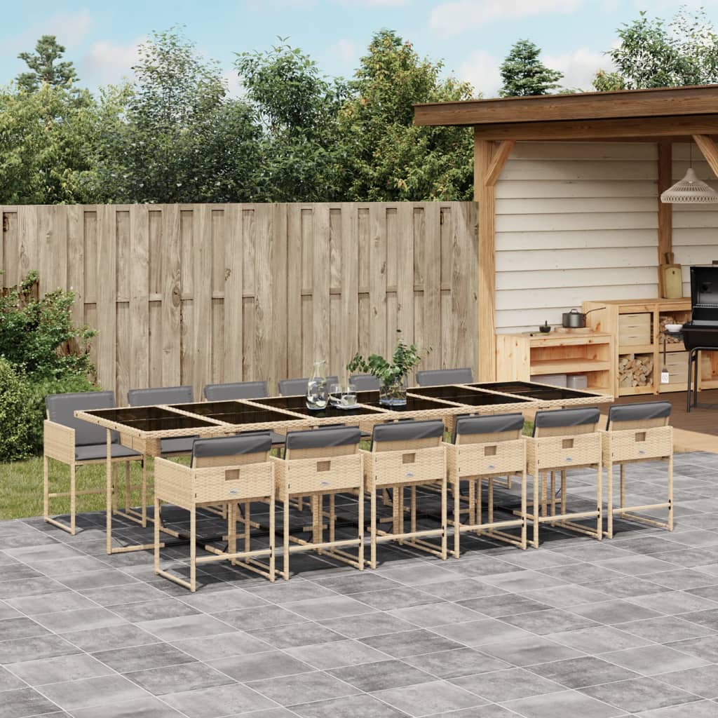 13-delige Tuinset met kussens poly rattan gemengd beige is nu te koop bij PeponiXL, paradijselijk wonen!