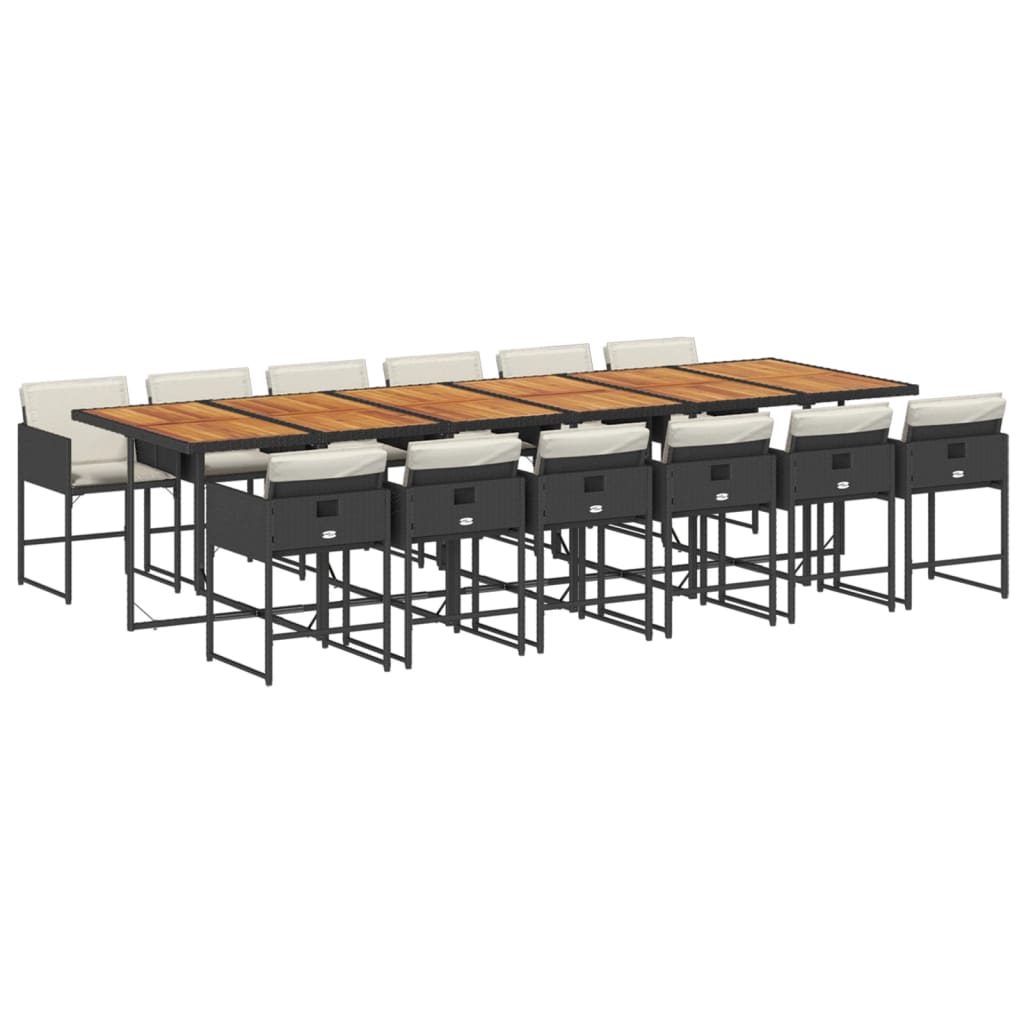 13-delige Tuinset met kussens poly rattan zwart is nu te koop bij PeponiXL, paradijselijk wonen!