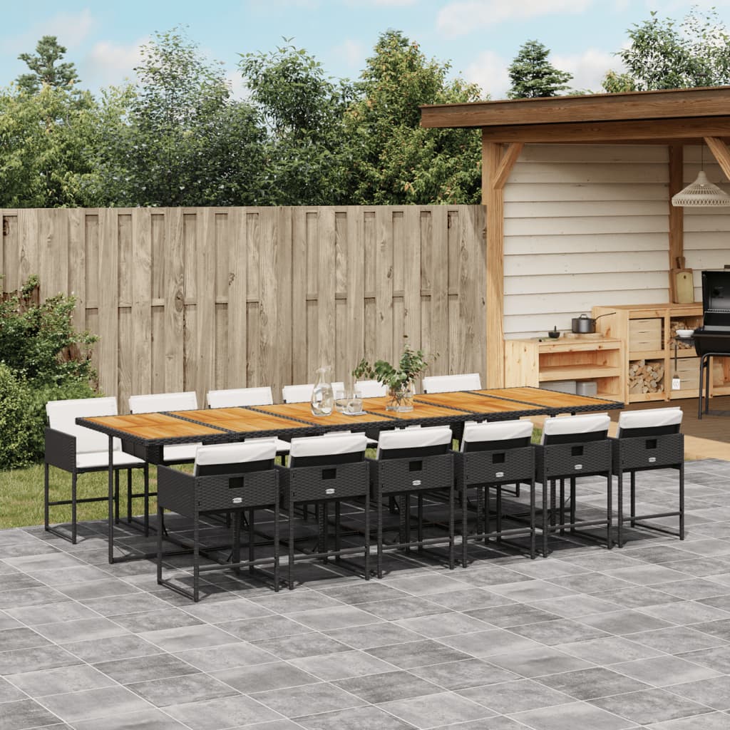 13-delige Tuinset met kussens poly rattan zwart is nu te koop bij PeponiXL, paradijselijk wonen!