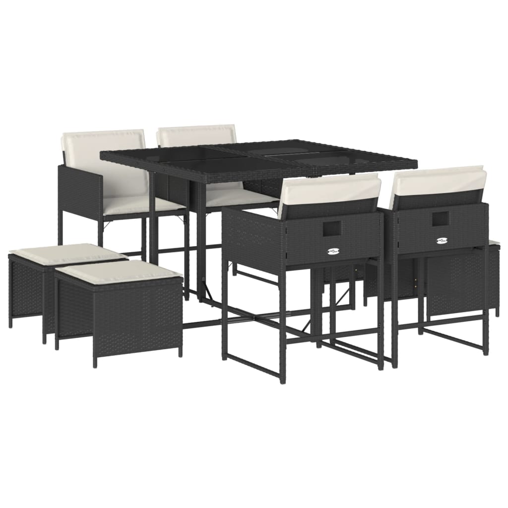 9-delige Tuinset poly rattan zwart is nu te koop bij PeponiXL, paradijselijk wonen!