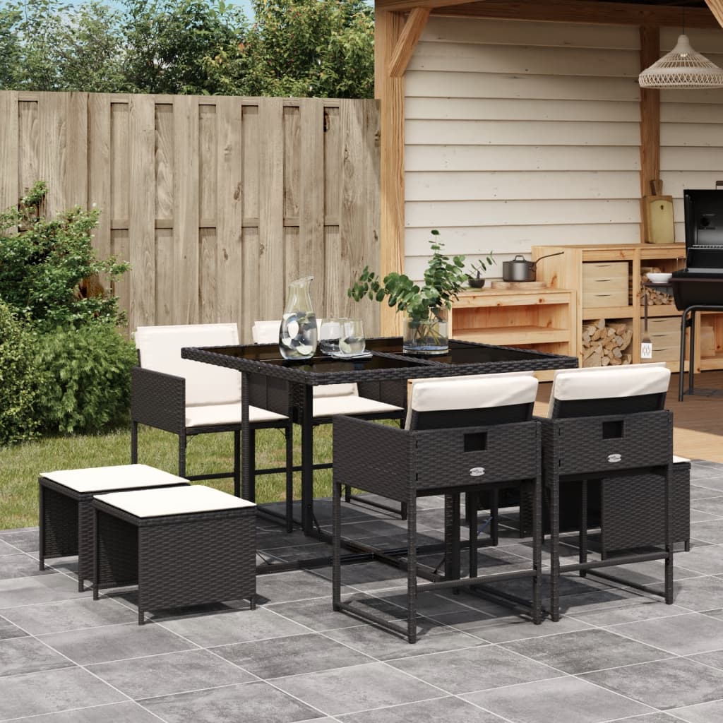 9-delige Tuinset poly rattan zwart is nu te koop bij PeponiXL, paradijselijk wonen!