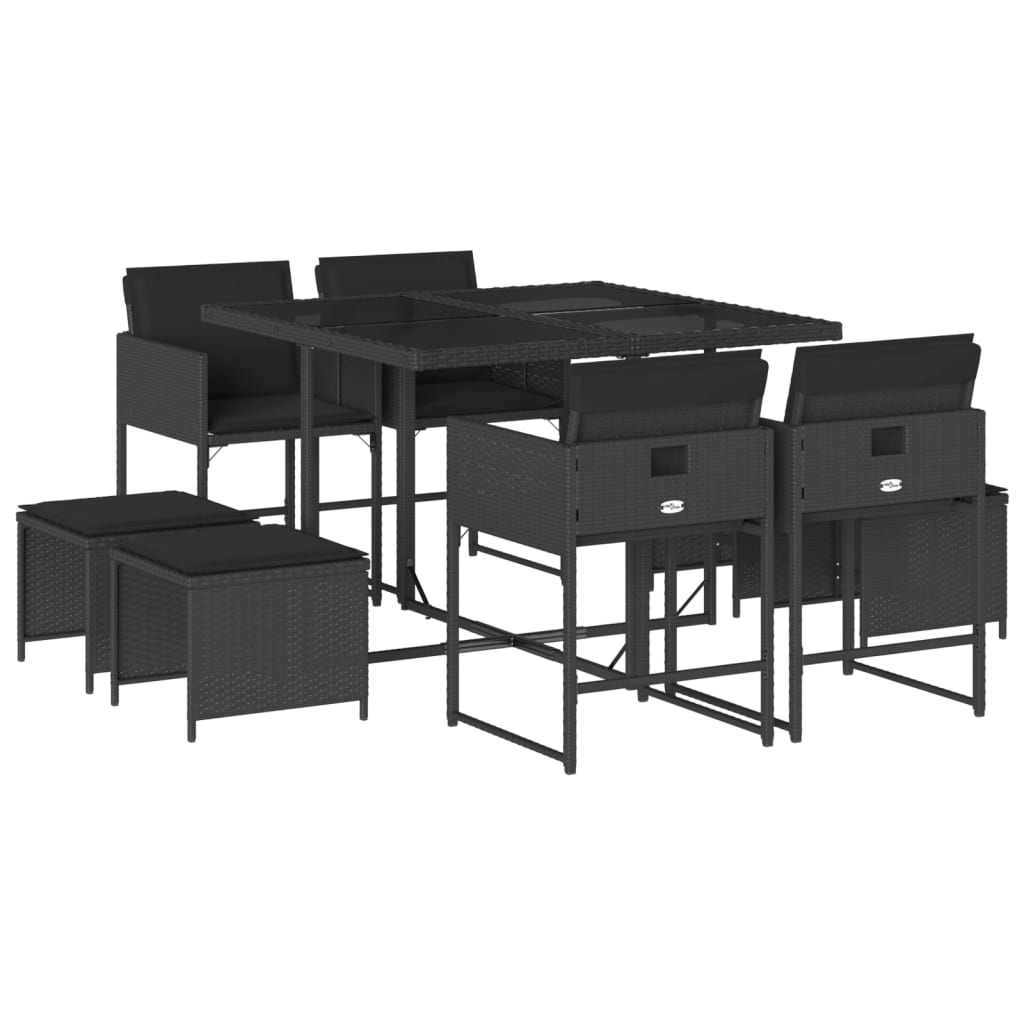 9-delige Tuinset poly rattan zwart is nu te koop bij PeponiXL, paradijselijk wonen!
