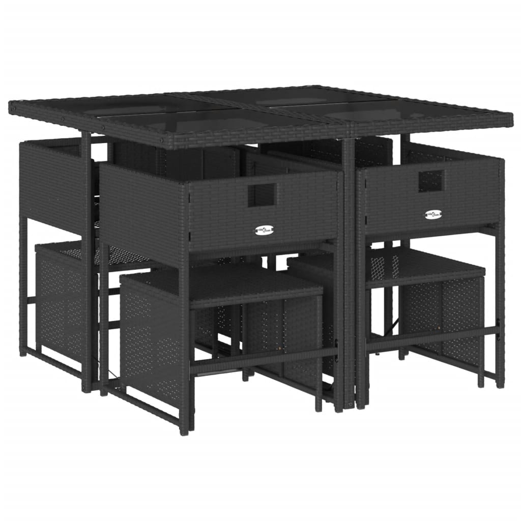 9-delige Tuinset poly rattan zwart is nu te koop bij PeponiXL, paradijselijk wonen!