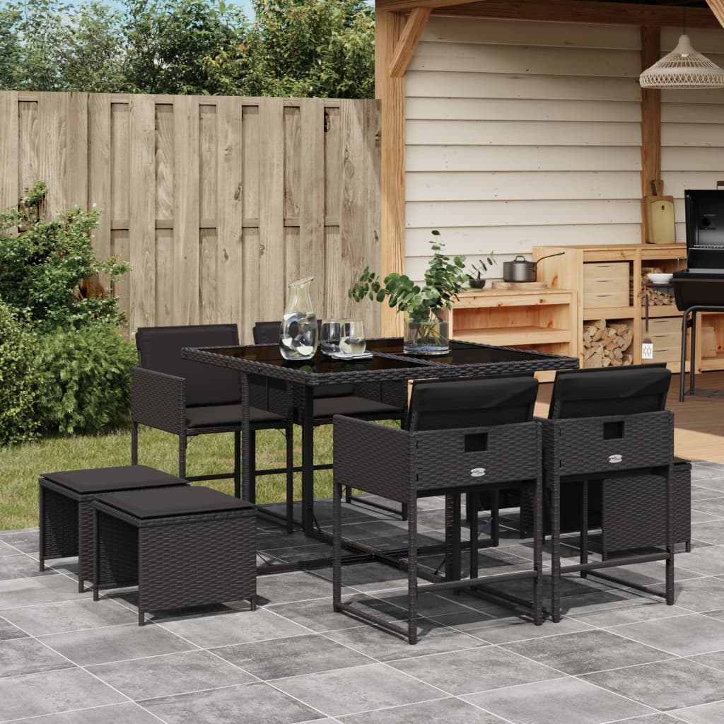 9-delige Tuinset poly rattan zwart is nu te koop bij PeponiXL, paradijselijk wonen!