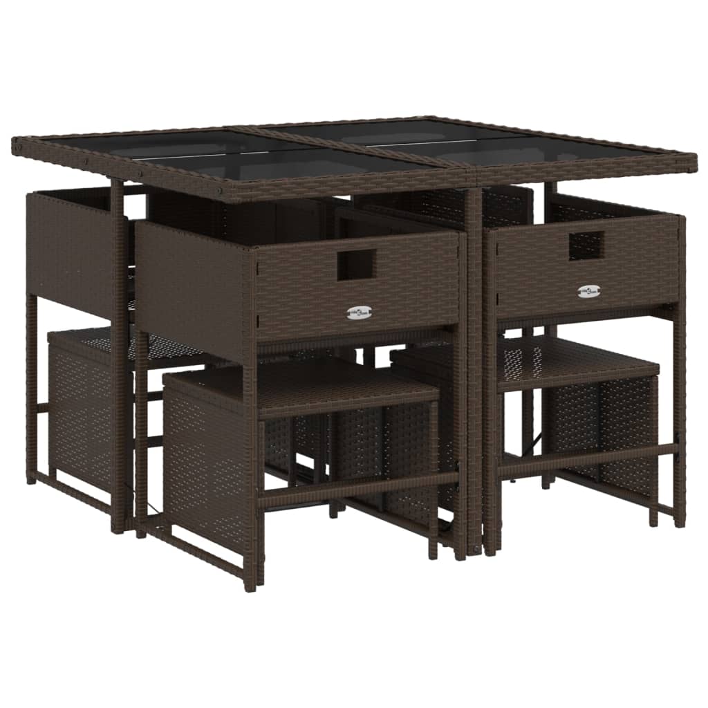 9-delige Tuinset met kussens poly rattan bruin is nu te koop bij PeponiXL, paradijselijk wonen!