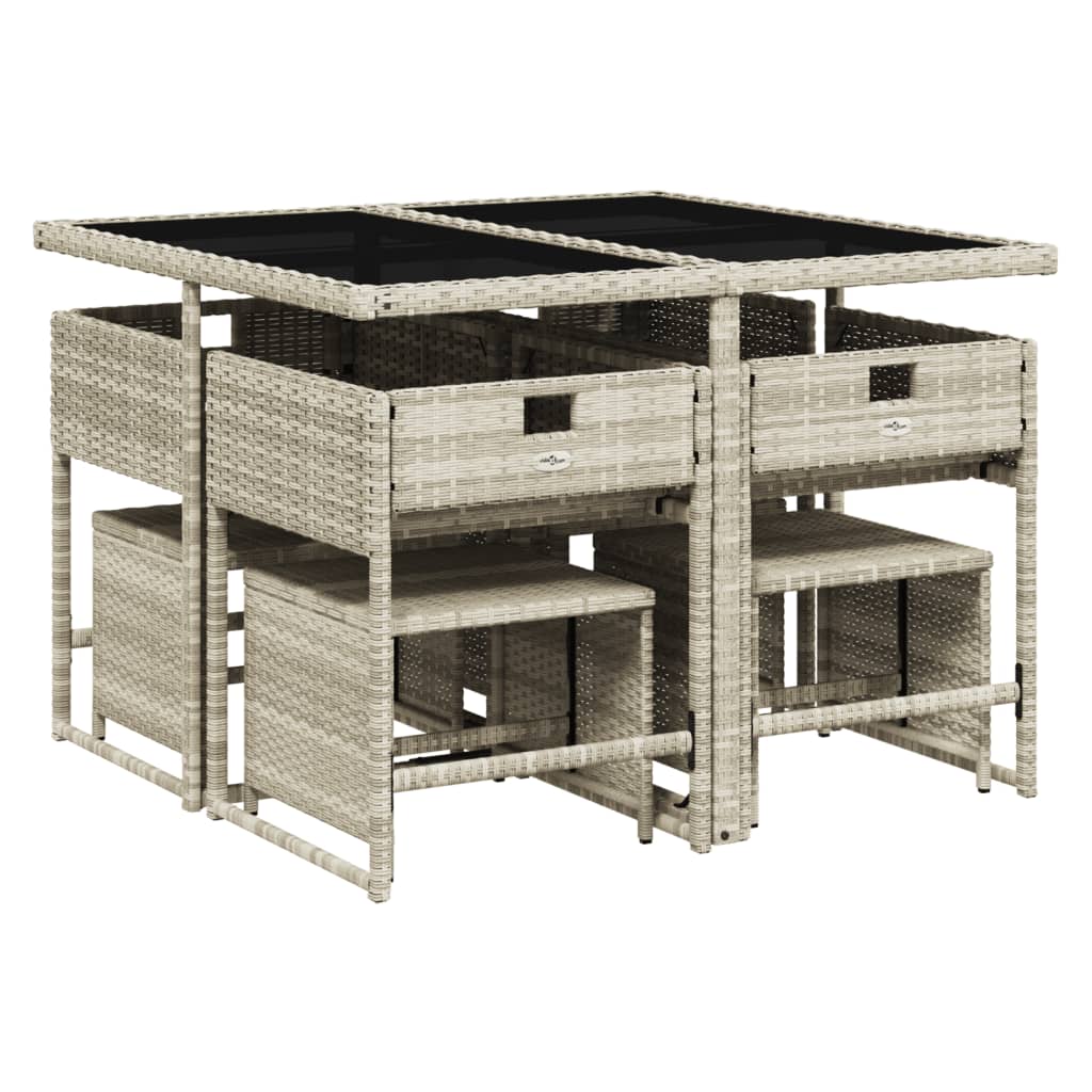 9-delige Tuinset met kussens poly rattan lichtgrijs is nu te koop bij PeponiXL, paradijselijk wonen!