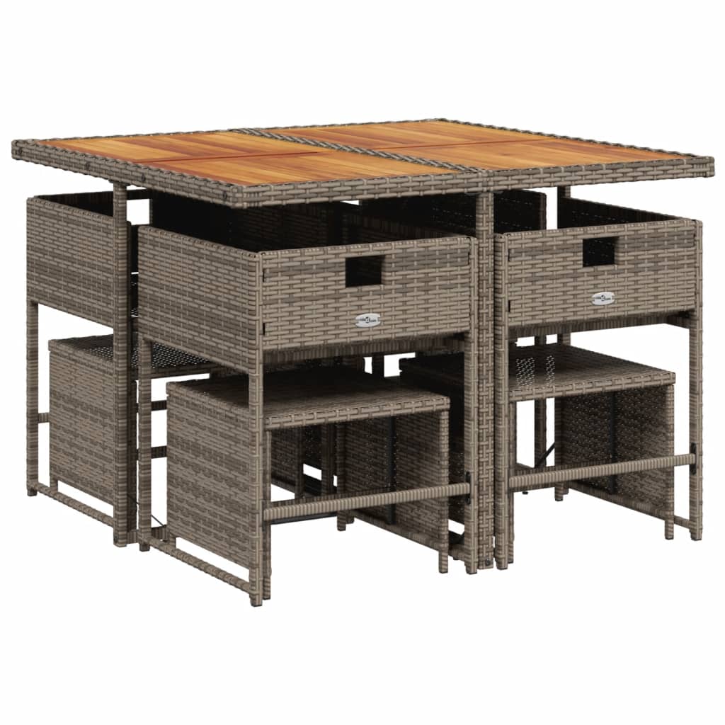 9-delige Tuinset met kussens poly rattan grijs is nu te koop bij PeponiXL, paradijselijk wonen!