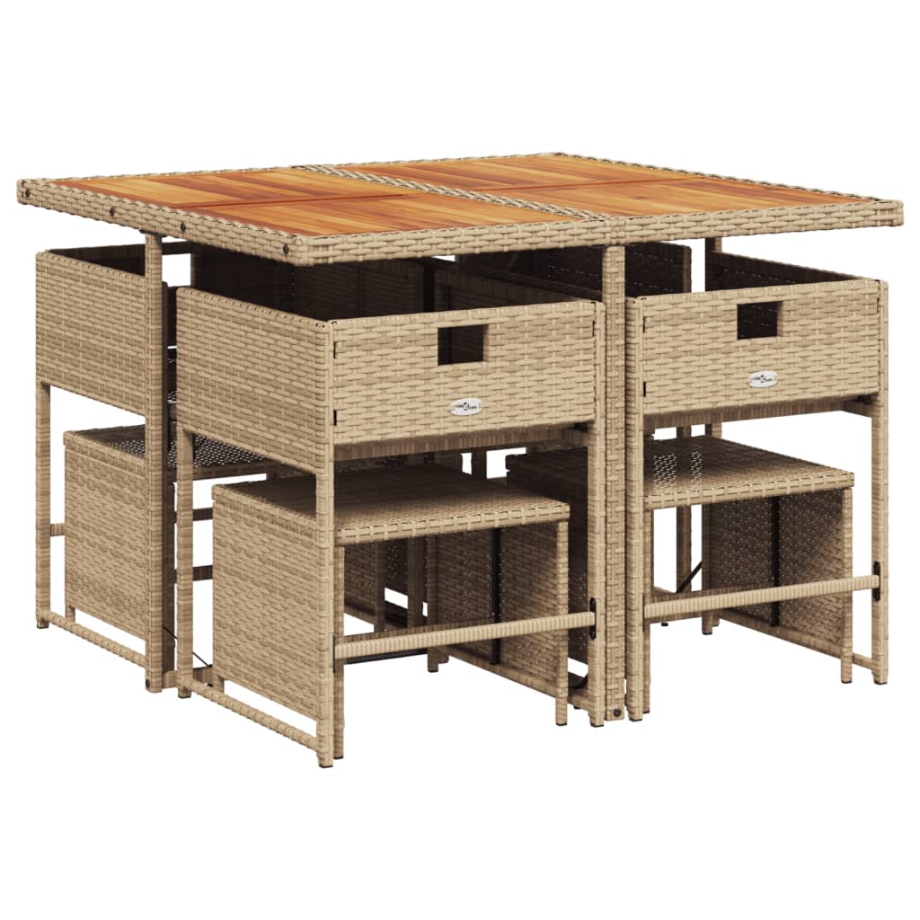 9-delige Tuinset met kussens poly rattan beige is nu te koop bij PeponiXL, paradijselijk wonen!