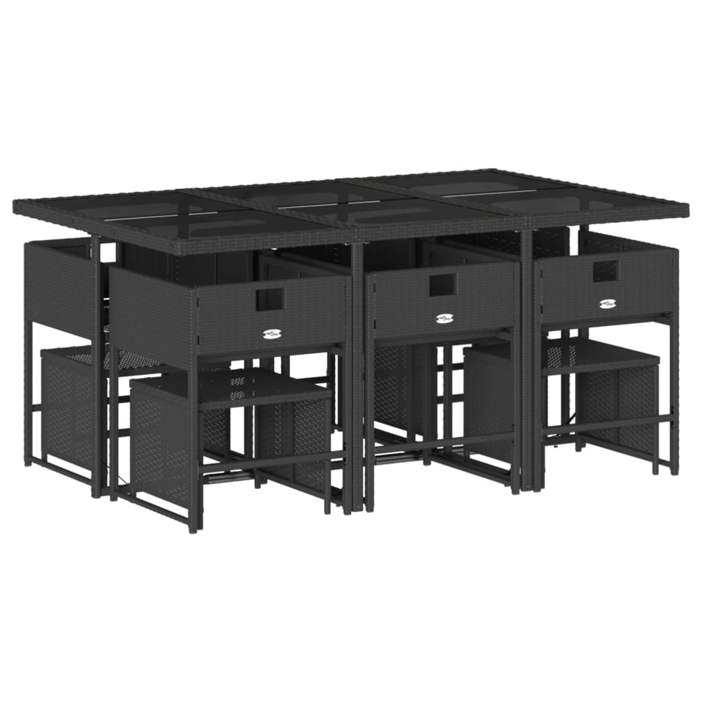 11-delige Tuinset met kussens poly rattan zwart is nu te koop bij PeponiXL, paradijselijk wonen!