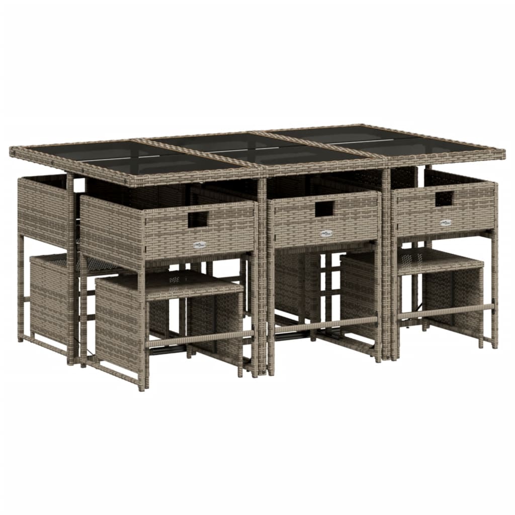 11-delige Tuinset met kussens poly rattan grijs is nu te koop bij PeponiXL, paradijselijk wonen!