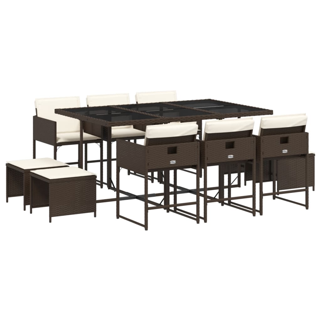 11-delige Tuinset met kussens poly rattan bruin is nu te koop bij PeponiXL, paradijselijk wonen!