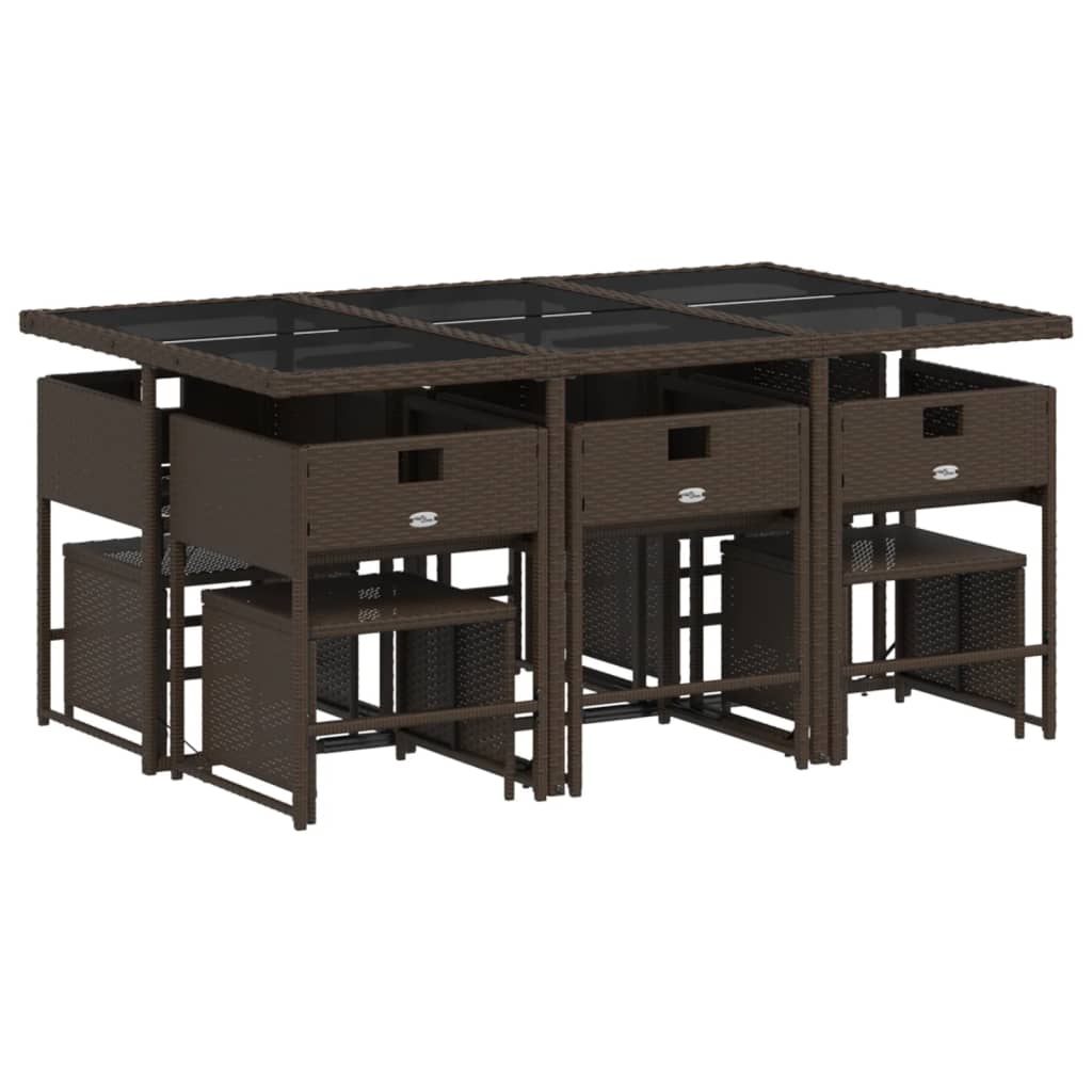 11-delige Tuinset met kussens poly rattan bruin is nu te koop bij PeponiXL, paradijselijk wonen!