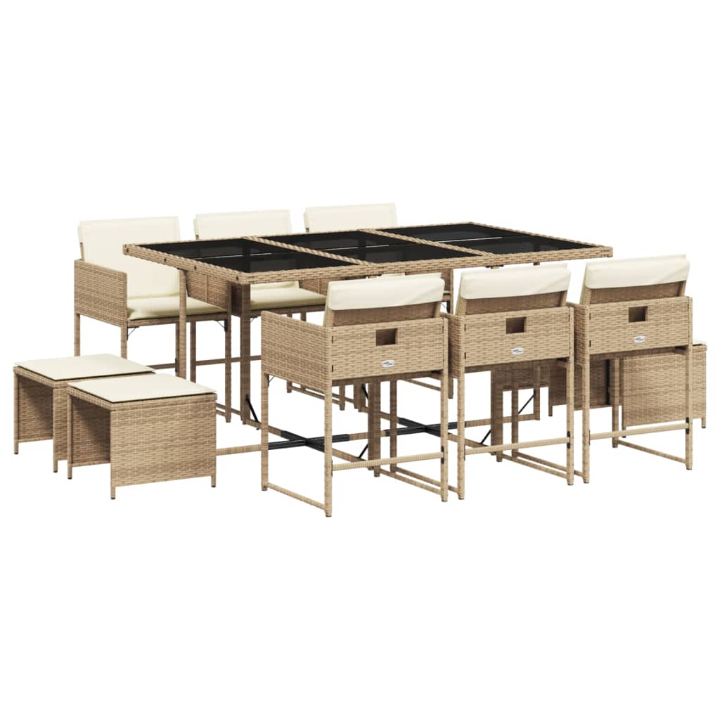 11-delige Tuinset met kussens poly rattan beige is nu te koop bij PeponiXL, paradijselijk wonen!