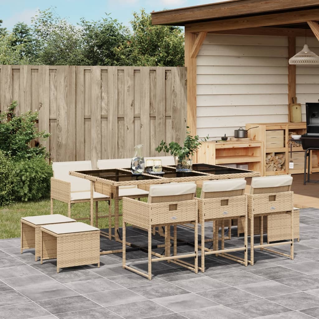 11-delige Tuinset met kussens poly rattan beige is nu te koop bij PeponiXL, paradijselijk wonen!