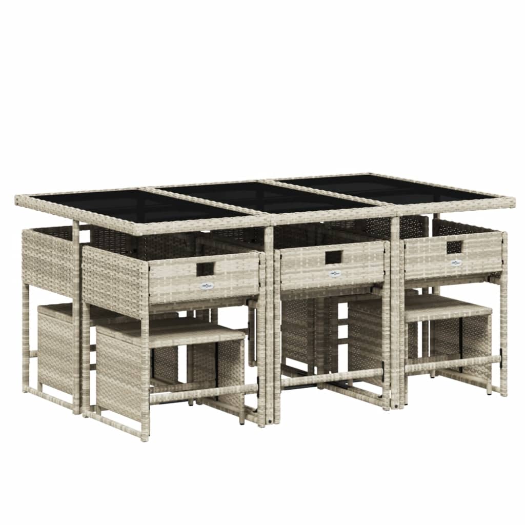 11-delige Tuinset met kussens poly rattan lichtgrijs is nu te koop bij PeponiXL, paradijselijk wonen!