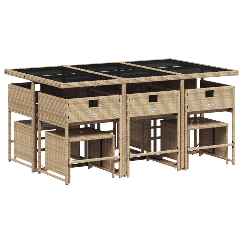 11-delige Tuinset met kussens poly rattan gemengd beige is nu te koop bij PeponiXL, paradijselijk wonen!