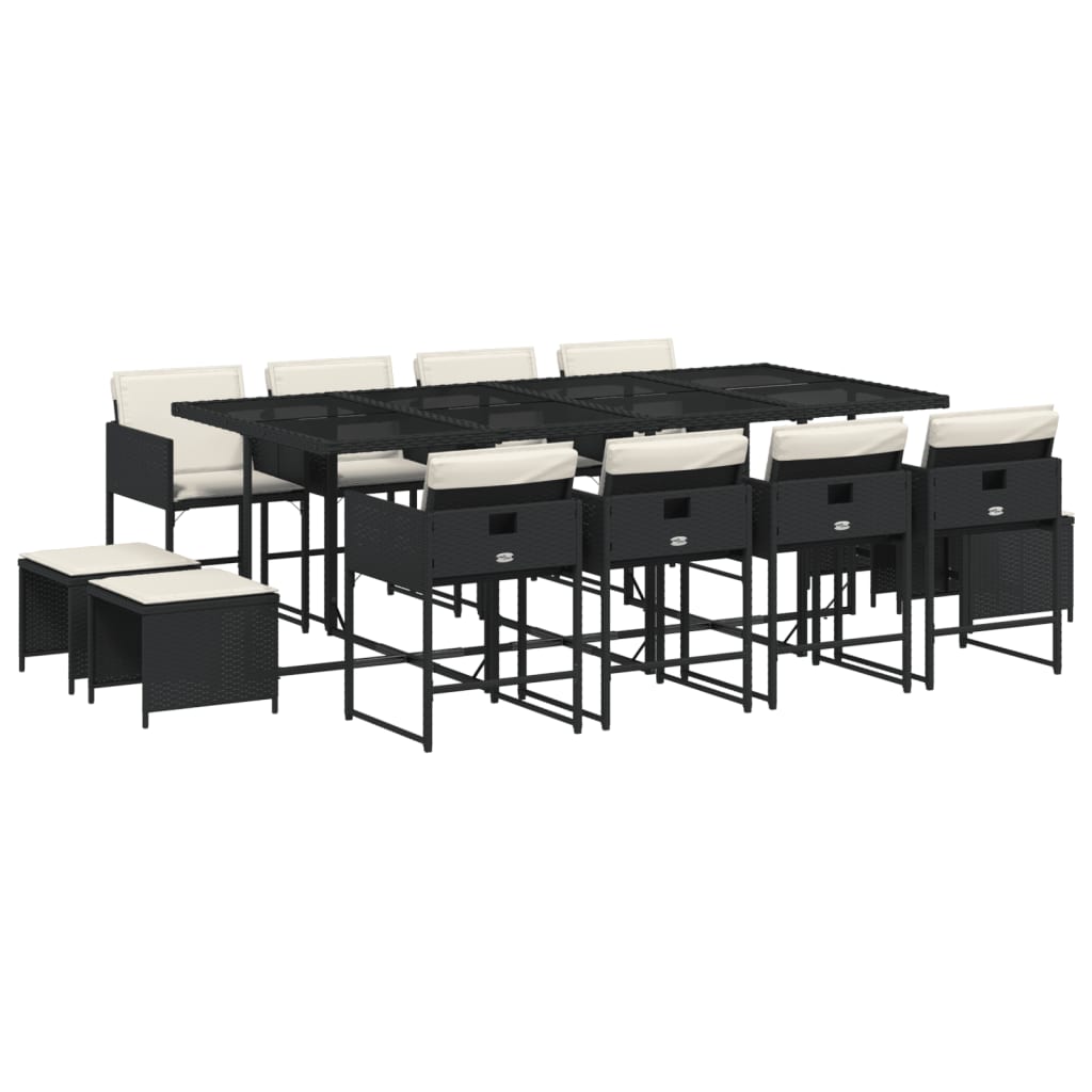 13-delige Tuinset met kussens poly rattan zwart is nu te koop bij PeponiXL, paradijselijk wonen!